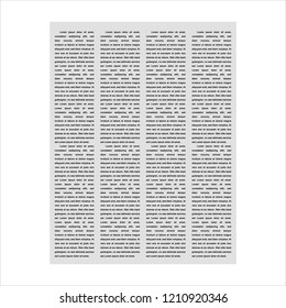 Background texture from old newspaper with sample text. A template for the design. Isolated on white background. Vector illustration.