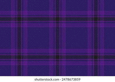Background texture pattern of fabric check textile with a vector plaid tartan seamless in indigo and violet colors.
