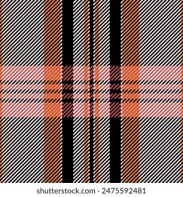 Background texture pattern of fabric textile plaid with a check seamless tartan vector in black and white colors.