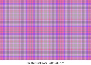 Background texture pattern of tartan fabric seamless with a vector plaid textile check in gray and purple colors.