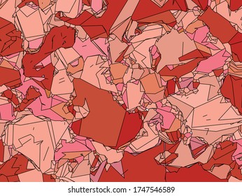 Background texture pattern, vector design, geometric and abstract in red, orange, pink and black colors.
