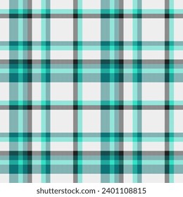 Background texture plaid of check seamless pattern with a tartan vector fabric textile in white and cyan colors.