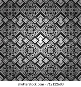 Background, texture with pop art effect. Technologic fabric tile card cover print badge. Vector seamless pattern. Geometric design template with gray, white and black elements.