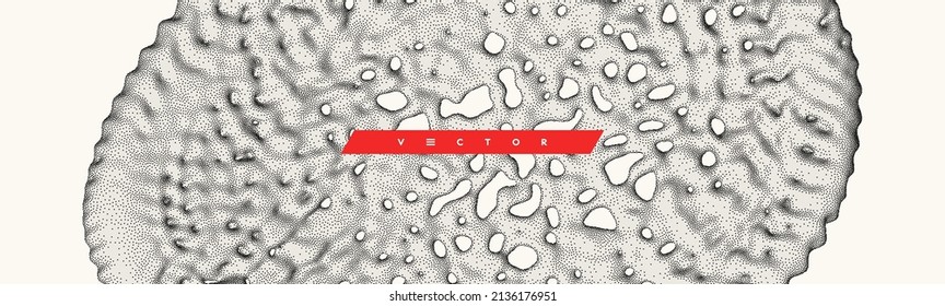 Background texture of porous material. Macrostructural design for flyer, poster, cover or brochure. Dot stipple design. 3D vector illustration.