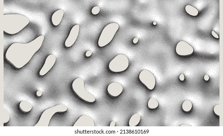 Background texture of porous material. Macrostructural design for flyer, poster, cover or brochure. Dot stipple design. 3D vector illustration.