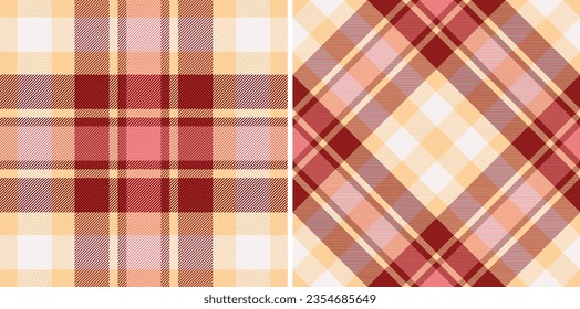 Background texture seamless of check tartan plaid with a vector pattern fabric textile set in food colors.
