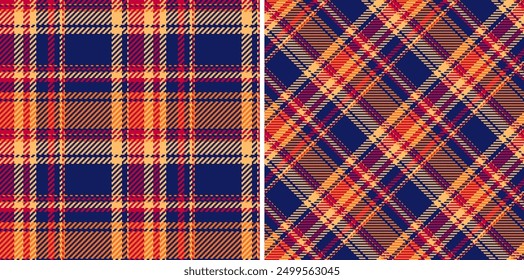 Background texture seamless of pattern textile tartan with a fabric plaid check vector. Set in sunset colours for book cover design ideas.