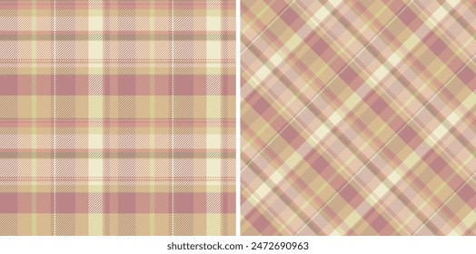 Background texture seamless of plaid textile check with a fabric vector pattern tartan. Set in trendy colours for decorative pillows in bedroom .