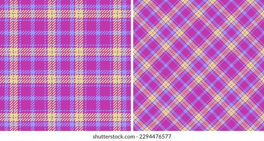 Background texture textile. Seamless vector plaid. Fabric tartan pattern check in set.