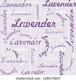 Background. Texture for textiles with the inscription lavender. design of provence. Repeating pattern - vector illustration