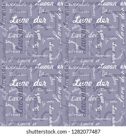 Background. Texture for textiles with the inscription lavender. design of provence. Repeating pattern - vector illustration