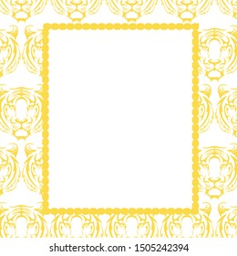 Background, texture with tigers, yellow tigers, background created in yellow tones, inside frame for text.