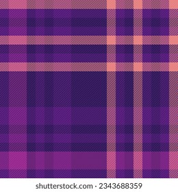 Background texture vector of fabric check seamless with a pattern tartan textile plaid in violet and dark colors.