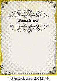 Background Texture . Vector Retro Frame with Scroll Elements . 
