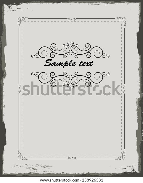 Background Texture . Vector Retro Frame with Scroll\
Elements .