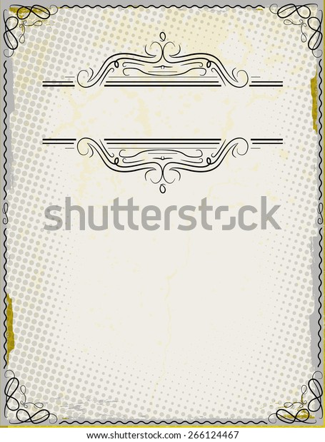 Background Texture . Vector Retro Frame with Scroll\
Elements . 