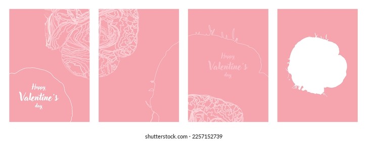 Background texture vector set. Pink background with hand drawn flowers and abstract design elements for St. Valentine Day. Cover for social media post, card, poster, web.
