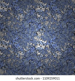 Background texture, wallpaper, floral theme in neutral, white and blue colors. Abstract ethnic vector seamless pattern. Tribal art boho print, vintage flower background.
