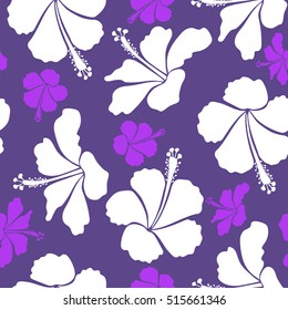 Background texture, wallpaper, floral theme. Abstract ethnic vector seamless pattern. Tribal art boho print, vintage white and violet flower background.