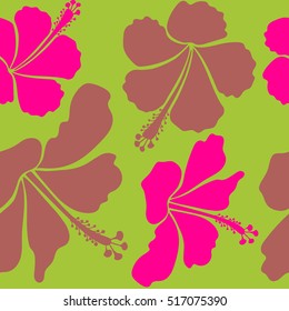 Background texture, wallpaper, floral theme. Abstract ethnic vector seamless pattern. Tribal art boho print, vintage magenta, green, pink and beige flower background.