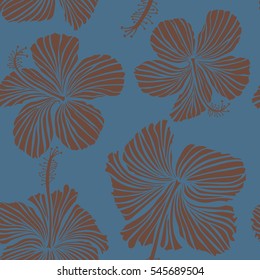 Background texture, wallpaper, floral theme. Abstract ethnic vector seamless pattern. Tribal art boho print, vintage brown and blue flower background.