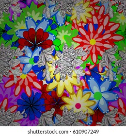 Background texture, wallpaper, floral theme colorful. Abstract ethnic vector seamless pattern. Tribal art boho print, vintage flower background.