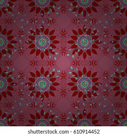 Background texture, wallpaper, floral theme in colors. Abstract ethnic vector seamless pattern. Tribal art boho print, vintage flower background.