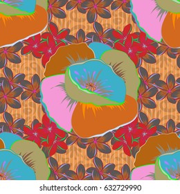 Background texture, wallpaper, floral theme. Abstract ethnic vector seamless pattern. Tribal art boho print, vintage flower background.