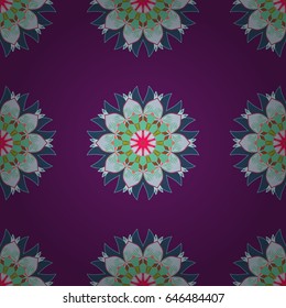 Background texture, wallpaper, floral theme in blue colors. Abstract ethnic vector seamless pattern. Tribal art boho print, vintage flower background.