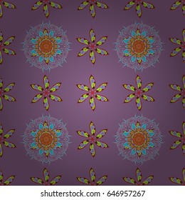 Background texture, wallpaper, floral theme in blue colors. Abstract ethnic vector seamless pattern. Tribal art boho print, vintage flower background.