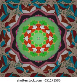Background texture, wallpaper, floral theme in blue colors. Abstract ethnic vector seamless pattern. Tribal art boho print, vintage flower background.