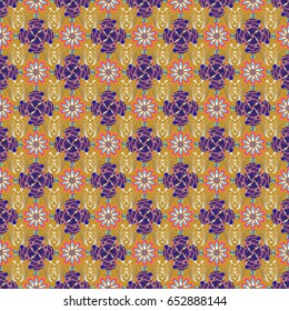 Background texture, wallpaper, floral theme in pink colors. Abstract ethnic vector seamless pattern. Tribal art boho print, vintage flower background.