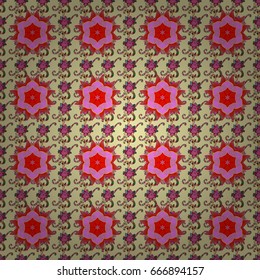Background texture, wallpaper, floral theme in colors. Abstract ethnic vector seamless pattern. Tribal art boho print, vintage flower background.