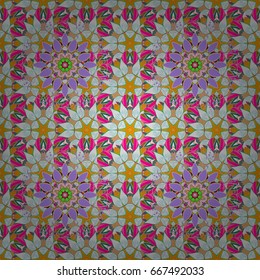 Background texture, wallpaper, floral theme in colors. Abstract ethnic vector seamless pattern. Tribal art boho print, vintage flower background.