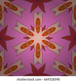 Background texture, wallpaper, floral theme in blue and pink colors. Abstract ethnic vector seamless pattern. Tribal art boho print, vintage flower background.