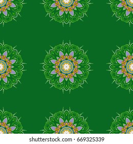 Background texture, wallpaper, floral theme in blue colors. Abstract ethnic vector seamless pattern. Tribal art boho print, vintage flower background.