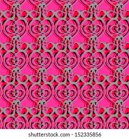 Background texture, wallpaper, theme in pink, magenta and red colors. Abstract ethnic vector seamless pattern. Tribal art print, vintage background.
