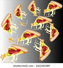 The background or textures of pitza foods arouse taste with a gradual black base