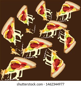 The background or textures of pitza foods arouse taste with a gradual dark brown base