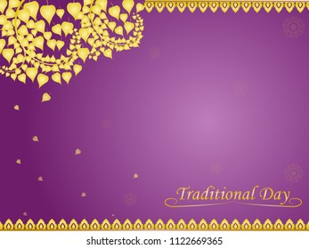 background in Thai style art on bright purple backgrounds with copy space, illustration vector eps10.