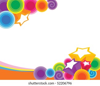 Background theme with colourful circle and star objects