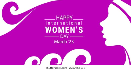 background with the theme of International Women's Day, with a touch of feminine colors and beautiful woman's face silhouette ornament.