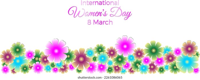 background with the theme of international women's day, background with white empty space, ornament with colorful flowers