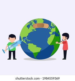 Background with the theme Save the Earth by taking care of the earth vector design illustration 