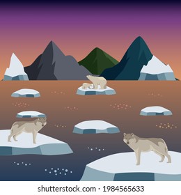 Background with the theme Save our Earth with a polar image vector design illustration 