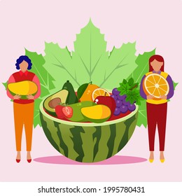 Background theme: we are healthy, we like fruits vector design illustration 02