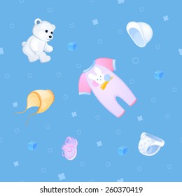 Background of things and toys for the little baby
