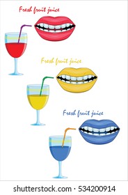 background with three glasses of fresh juice