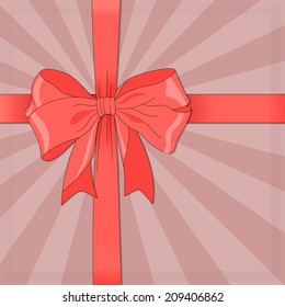 Background with tied pink ribbon. Vector illustration