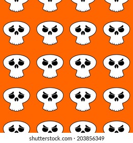 Background tile spooky Halloween cartoon skull 